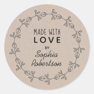 Etiqueta de produto Kraft personalizada com amor