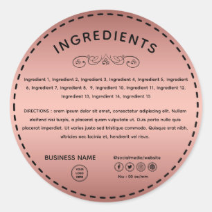 Etiqueta de produto para a Direção do Ingrediente