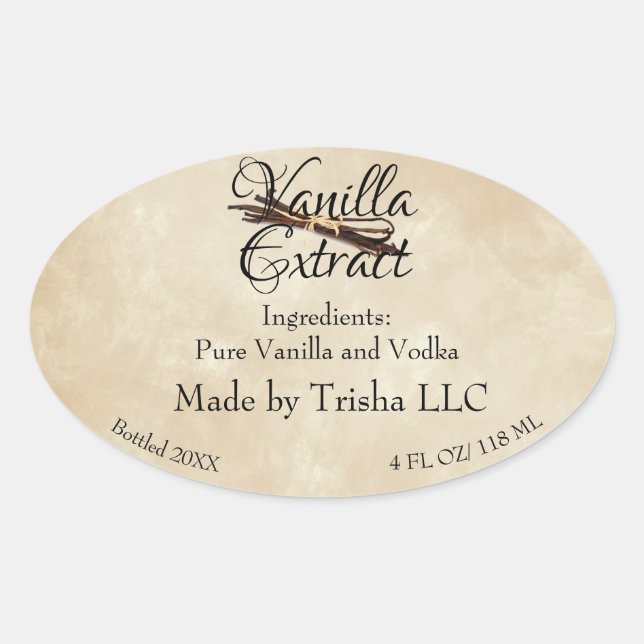 Etiqueta de Produto Personalizar Oval Vanilla (Frente)