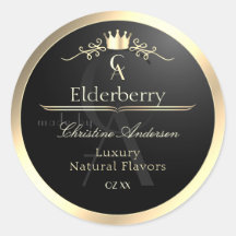 Etiqueta de Produto Preta Nobre com Monograma de M