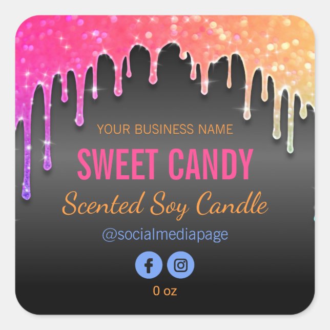 Etiqueta De Produto Preto Do Arco-Íris (Frente)