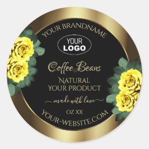 Etiqueta de produto preto Dourado Elegante Logotip