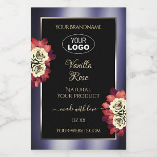 Etiqueta de produto preto Floral Etiqueta de produ