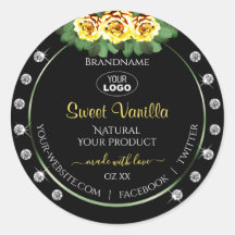 Etiqueta de produto preto Logotipo verde rosado am