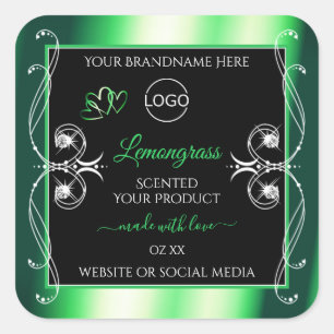Etiqueta de produto preto verde e luxuoso com logo
