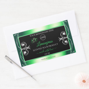 Etiqueta de produto preto verde e luxuoso com logo