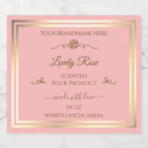 Etiqueta de Produto Rosa Bebê Moldura Dourada Rosa