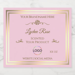 Etiqueta de produto rosa com quadro e logotipo Dou