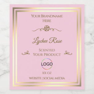 Etiqueta de produto rosa com quadro e logotipo Dou