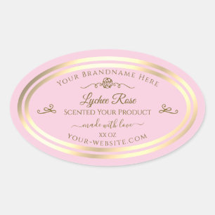 Etiqueta de produto rosa pastel Frame Dourado Rosa