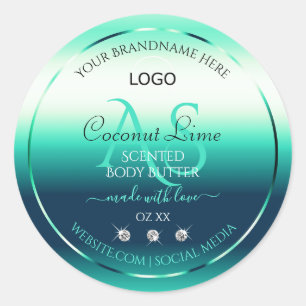 Etiqueta de produto Teal Shimmery Diamantes do log