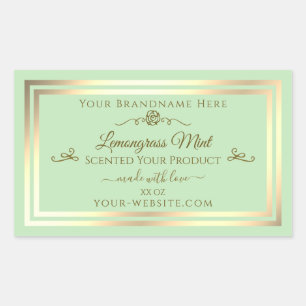 Etiqueta de Produto Verde Pastel Frame Dourado Ros
