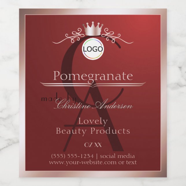 Etiqueta de Produto Vermelha Rosa Dourada Quadro L (Rótulo Único)