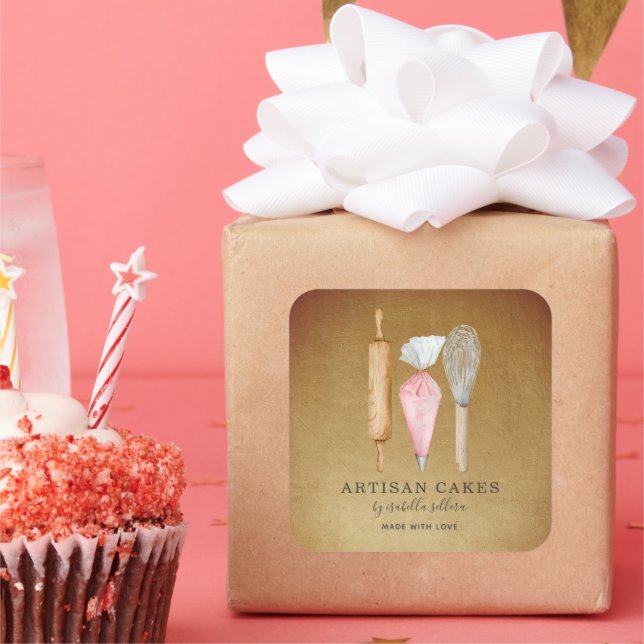 Etiqueta de produtos Dourados para pastelaria (Festa)