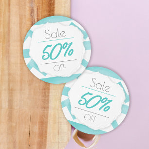 Etiqueta de promoção de loja de padrões azul Boho