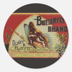 Etiqueta de publicidade da borboleta Vintage