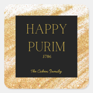 Etiqueta de Purim Brilho Dourado