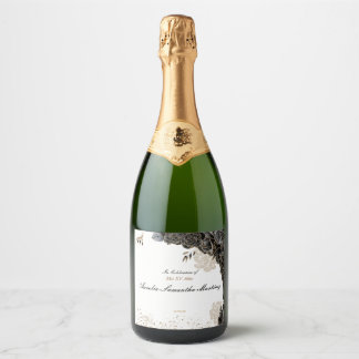 Etiqueta de Quinceañera Garrafa de Champanhe Preto