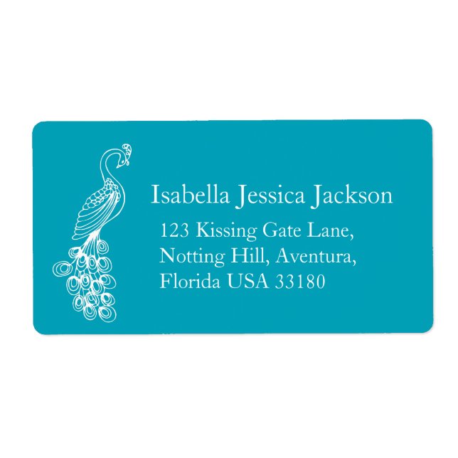 Etiqueta de resposta de bolinha branca/pavão (Frente)