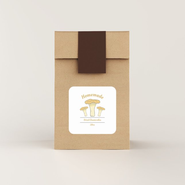 Etiqueta de Rótulo Chanterelles Enlatada ou Seca (Dried Chanterelles Label Sticker)