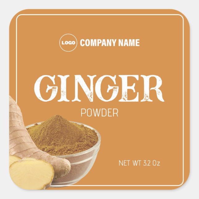 Etiqueta de Rótulo de Rótulo de Pó Ginger (Frente)