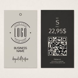 Etiqueta de roupa pendurada com código QR moderno