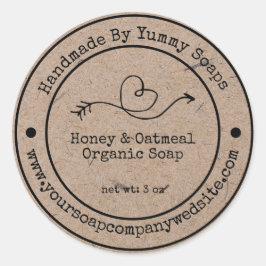 Etiqueta de Sabão |Coração do Doodle do Papel Kraf