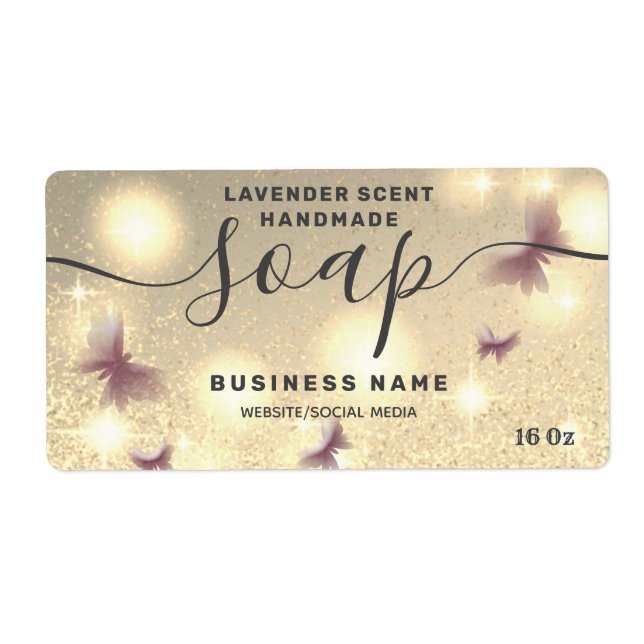 Etiqueta de sabão de script de borboleta (Frente)