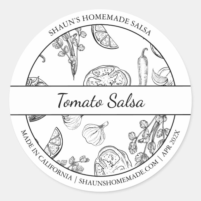 Etiqueta de Salsa de Tomate em Esquema Preto e Bra (Frente)