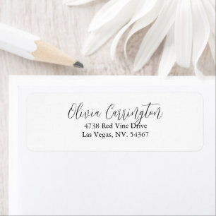 Etiqueta de Script Branco e Preto Elegante