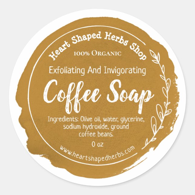 Etiqueta de Soap de Café Personalizável (Frente)