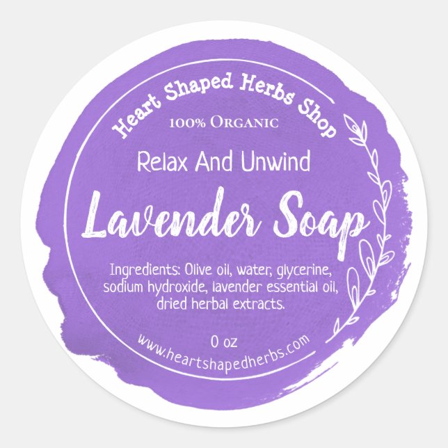 Etiqueta de Soap de Lavanda personalizável (Frente)