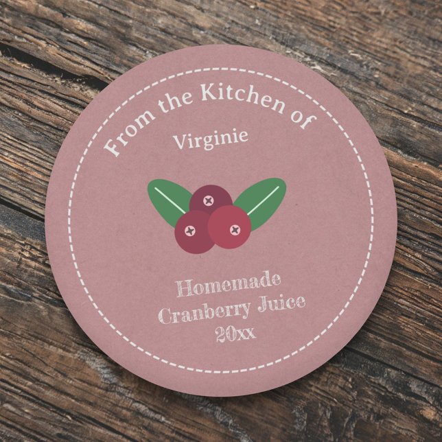 Etiqueta de Suco de Cranberry Kraft & Rustic (Kraft & Rustic Cranberry Juice Label Sticker)