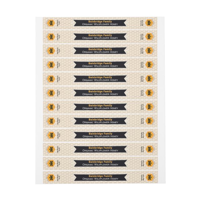 Etiqueta de tampa Dourada do banner preto Mel Jar  (Folha)