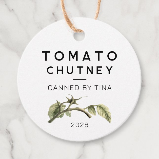 Etiqueta de Tomato Chutney com folha de tomate de  (Frente)