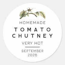 Etiqueta de Tomato Chutney com folha de tomate de