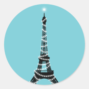 Etiqueta de torre Eiffel com brilho - turquesa