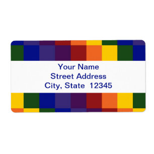 Etiqueta de transporte Checkered do arco-íris