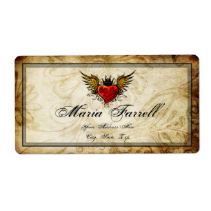 Etiqueta de transporte voada do coração do vinta