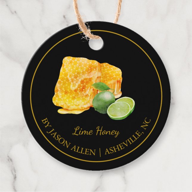 Etiqueta de travamento de mel com Limão simples de (Frente)