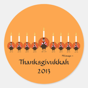 Etiqueta de Turquia Menorah Thanksgivukkah