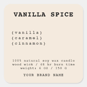 Etiqueta de vela bege minimalista