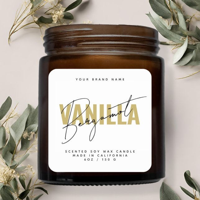 Etiqueta de vela com escrita branca moderna (Criador carregado)