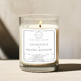 Etiqueta de vela com logotipo branco preto minimal