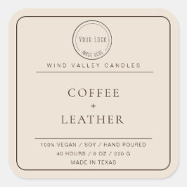 Etiqueta de vela com logotipo castanho bege minima