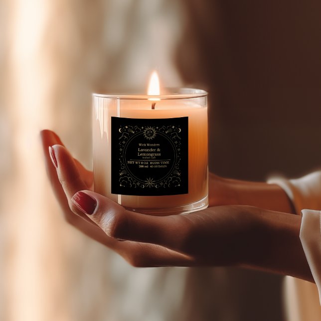 Etiqueta de Vela de Apotário Mágico Dourado Preto (Criador carregado)