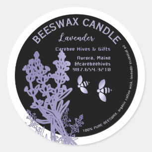 Etiqueta de Vela de Cera de Besca de lavanda com f