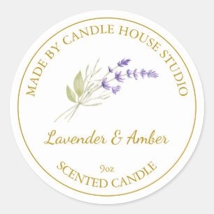 Etiqueta de Vela de Lavanda Homemada Dourada   Bra