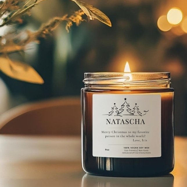 Etiqueta de Vela de Natal Personalizada de Mensage (Criador carregado)