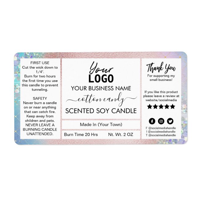 Etiqueta De Vela De Soja Perfumada De Algodão De P (Frente)
